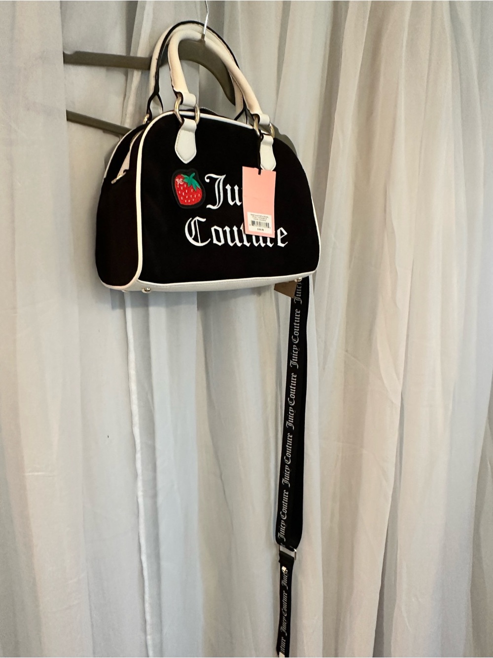 Juicy Couture Black & White Strawberry Patch Purse Arm and Shoulder Strap NWT - Picture 11 of 13